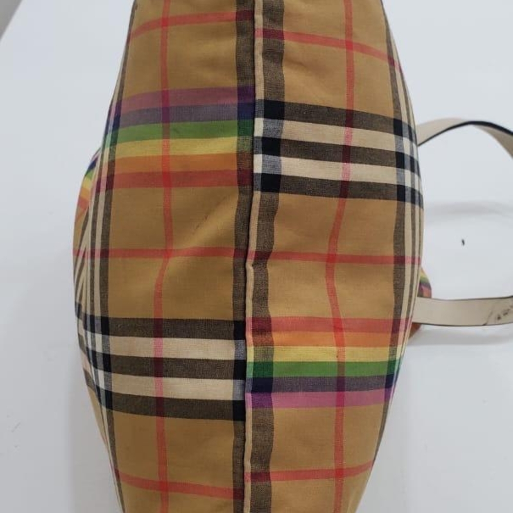 Burberry Tan and Red Tote Bag with Iconic Design - Picture 13 of 15